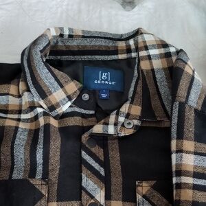 George Men's Tan and Black Plaid Shirt Jacket
